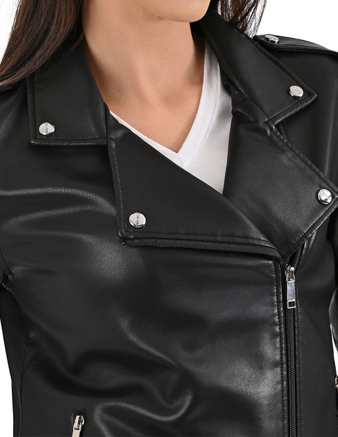 Chamarra Biker Nine West para Mujer en Piel Sintética color Negra.